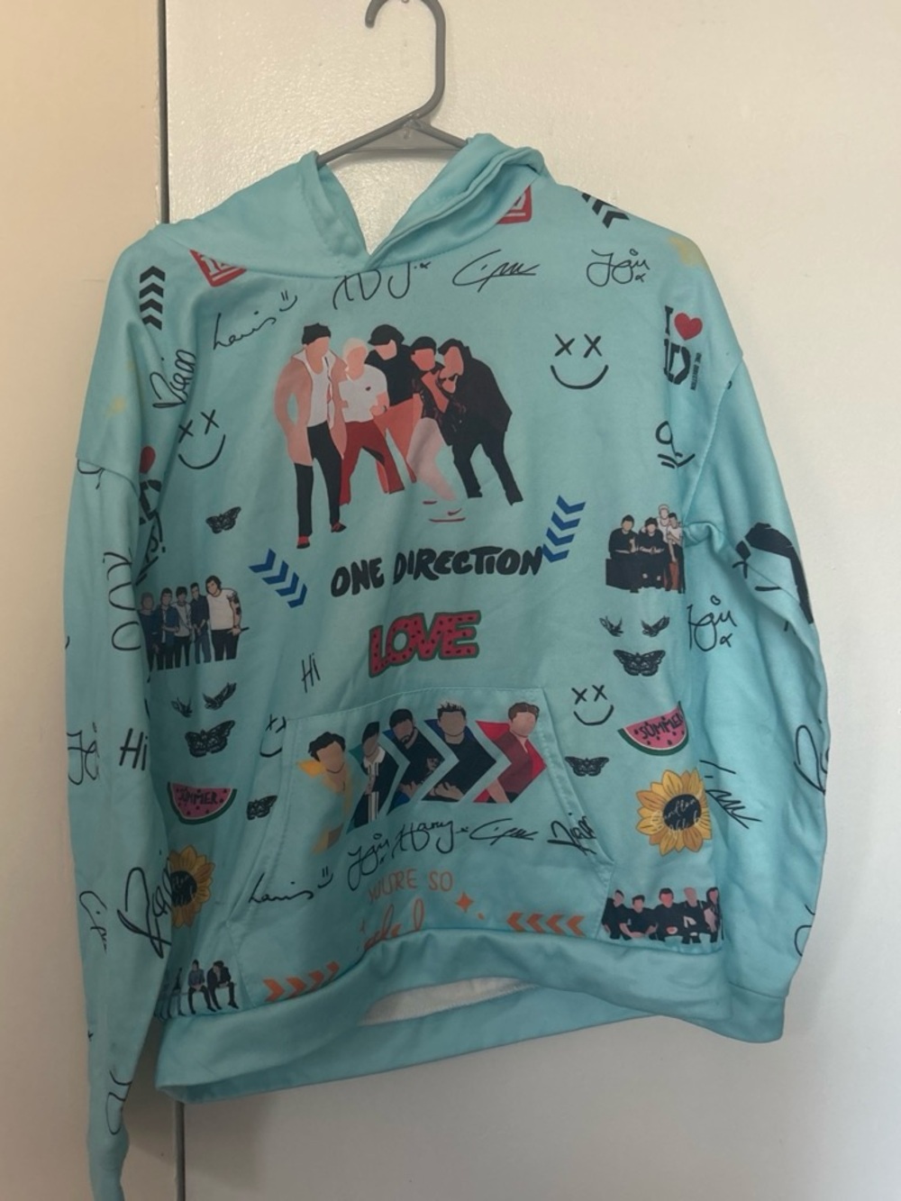 1D Light Blue Graphic Hoodie - Love Design